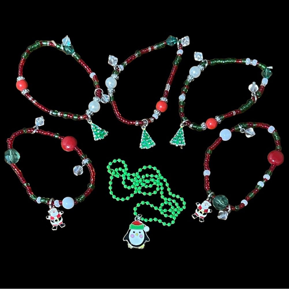 Christmas bracelets and necklace, child or teen size